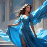 woman wearing a blue silk dress dream meaning