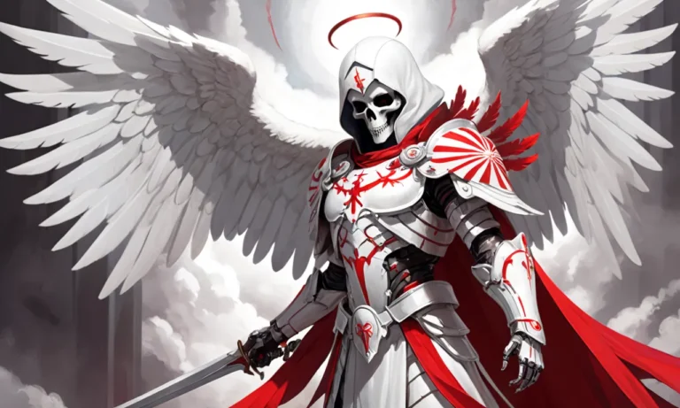 Archangel of Death Wearing Red and White